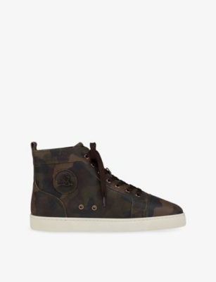 Christian Louboutin Louis Crosta Camouflage High Top Sneaker In Brown