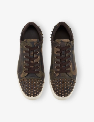 Christian Louboutin Seavaste Camouflage Spiked Suede Sneakers In Multi