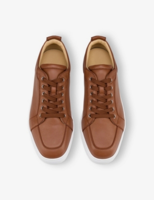 Christian Louboutin Rantulow Orlato Grosgrain-trimmed Full-grain Leather Sneakers In Brown