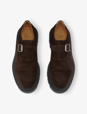 Christian Louboutin Mens Cafe Oxyford College Calf-leather Loafers Eur 42 / 8 Uk In Brown