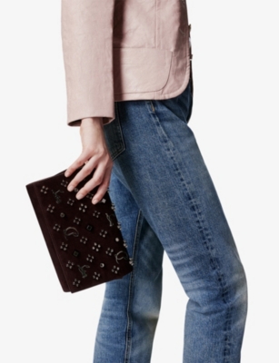 CHRISTIAN LOUBOUTIN: Paloma Spike Leather Clutch Bag