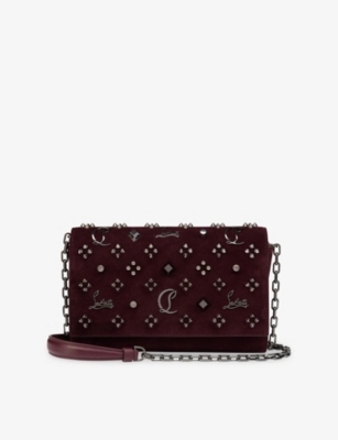 Christian Louboutin Womens Amara/gun Metal Paloma Spike Leather Clutch Bag