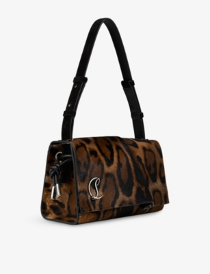 Christian Louboutin Baggy Small Gathered Leopard-print Calf Hair Shoulder Bag In Brown