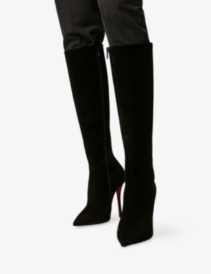 Christian Louboutin Miss Z Botta Suede Knee-high Boots 80 In Black