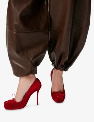 CHRISTIAN LOUBOUTIN: Cassia Nodo 100 Suede Heels