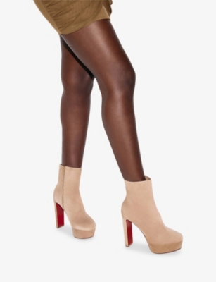 Christian Louboutin Loo Booty Suede Platform Boots 130 In Brown