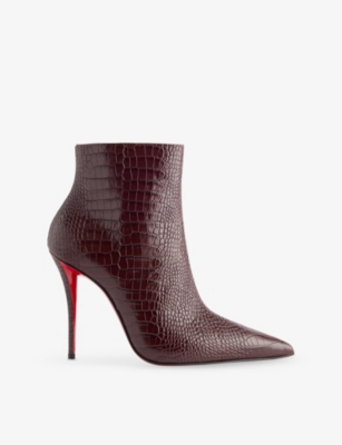 Christian Louboutin Miss Z Booty Leather Ankle Boots 100 In Burgundy