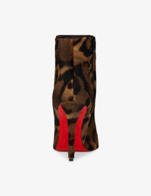 Christian Louboutin Miss Z Genuine Calf Hair Pointed Toe Bootie In Brown