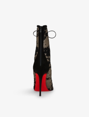 Christian Louboutin Km Lace-up Heeled Boots 100 In Black