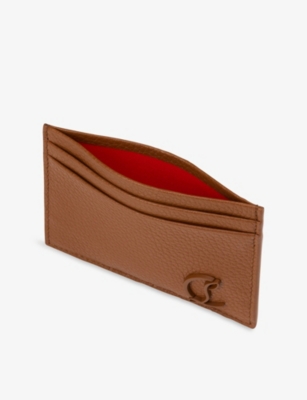 Christian Louboutin Mens Cuoio Mooncrest Grained Leather Card Holder In Brown