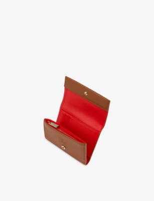Christian Louboutin Mens Cuoio Mooncrest Compact Grained Leather Wallet In Brown