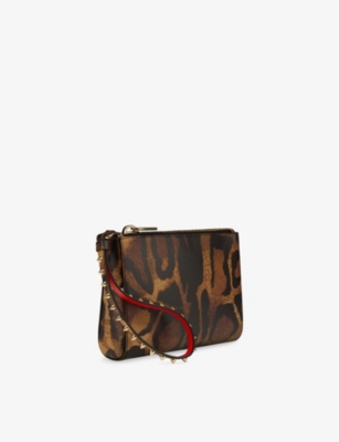Christian Louboutin Womens Brown/gold Cabata Bengali-print Leather Soft Pouch In Multi
