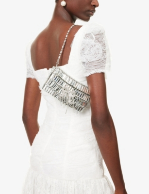 SELF PORTRAIT: Crystal Bow Metal Shoulder Bag