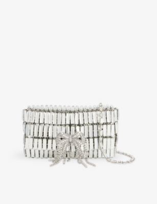 SELF PORTRAIT: Crystal Bow Metal Shoulder Bag
