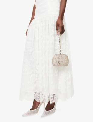 SELF-PORTRAIT: Multi Crystal Satin Hard-Shell Clutch Bag