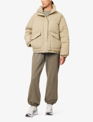 Adanola Womens Pistachio Green Funnel-neck Long-sleeves Shell Puffer Jacket In Neutral