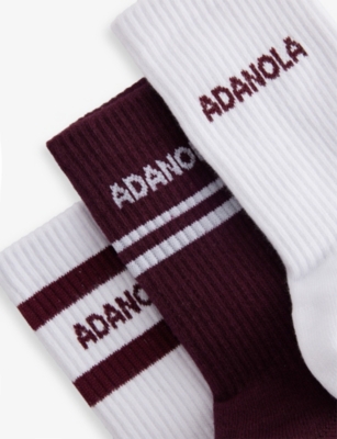 ADANOLA: Branded 3-Pack Cotton-Blend Sport Socks