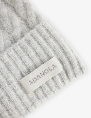 ADANOLA: Logo-Patch Cable Knit Beanie