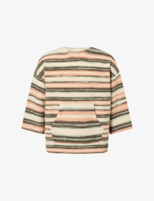Visvim Mens Ivory Burrow Striped Wool And Cashmere-blend Jumper In Multi