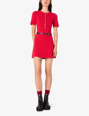 MAJE: Ribbed-Knit Slim-Fit Stretch Cotton-Blend Mini Dress