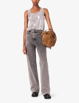 MAJE: Metallic Scoop-Neck Stretch-Knit Vest Top