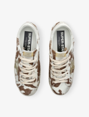 Golden Goose Pony Hair Super-star Sneakers In Brown