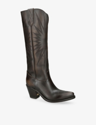 Golden Goose Womens Dark Brown Wish Star Leather Knee-high Boots Eur 36 / 3 Uk In Brown