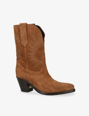 Golden Goose Wish Star Pointed Toe Western Boot In Brown