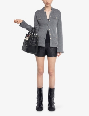 Zadig & Voltaire Womens Anthracite Lucy Wool And Cashmere Cardigan In Gray