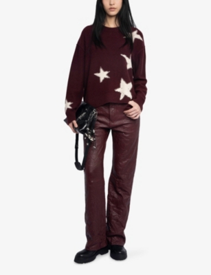 Zadig & Voltaire Womens Burgundy Markuz Star-pattern Cashmere Jumper In Burgundy