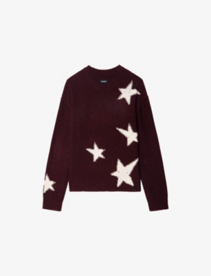 Zadig & Voltaire Womens Burgundy Markuz Star-pattern Cashmere Jumper In Burgundy
