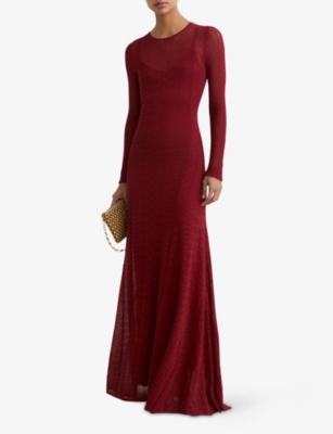 REISS: Ami Stitched Long-Sleeve Knitted Maxi Dress