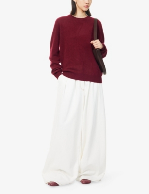 Frenckenberger Womens Burgundy Mini Round-neck Cashmere Jumper In Red