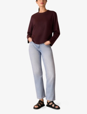 Whistles Womens Plum/claret Relaxed-fit Long-sleeve Cotton T-shirt In Multi