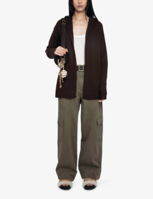 Zadig & Voltaire Womens Dark Chocolate Cosya Hooded Wool And Cashmere Cardigan Xs In Brown