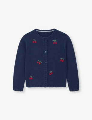 The Little White Company: Cherry-Embroidered Cotton-Blend Cardigan 0-4 Years