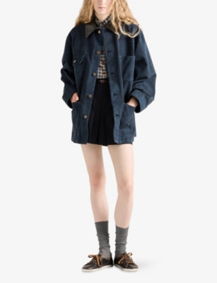 PRADA: Pleated Kid Mohair Mini Skirt