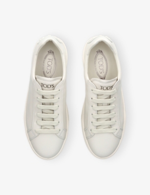 Tod's Mens Bone Allacciata Cassetta Leather Trainers Eur 42 / 8 Uk In White