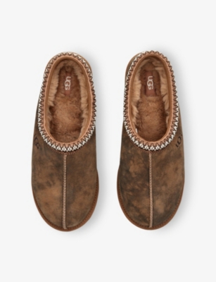 Ugg Mens Tan Comb Tasman Baxter Suede Slippers Eur 41 / 7 Uk In Brown