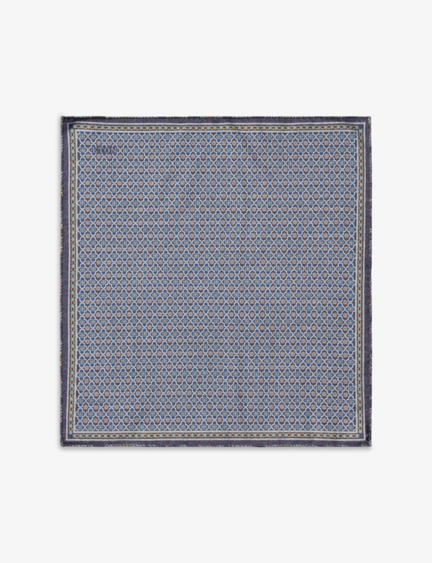 Geometric-Print Two-Face Wool Pocket Square