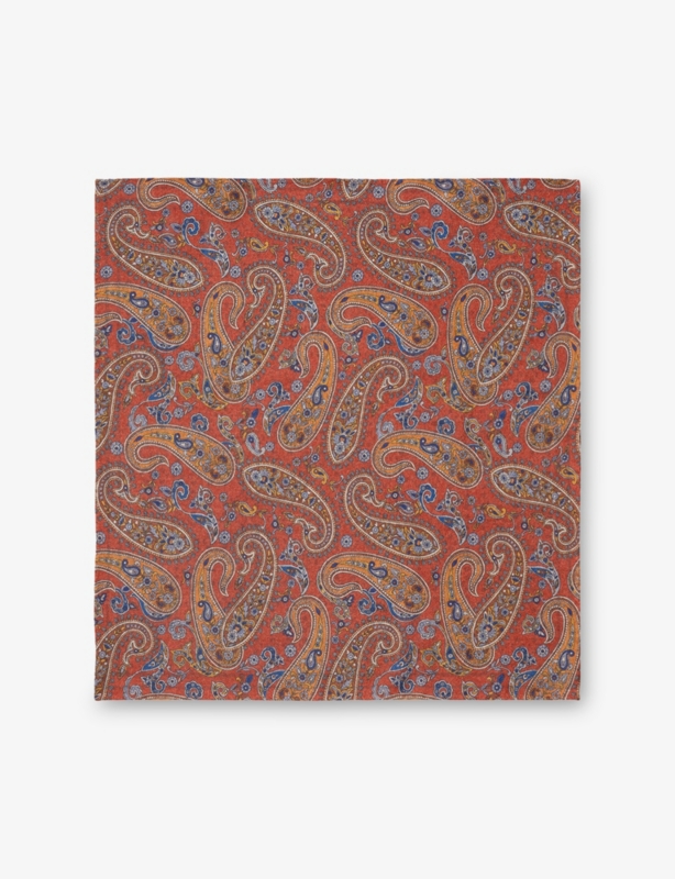 Geometric-Print Two-Face Wool Pocket Square