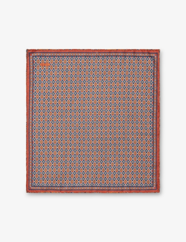 Geometric-Print Two-Face Wool Pocket Square