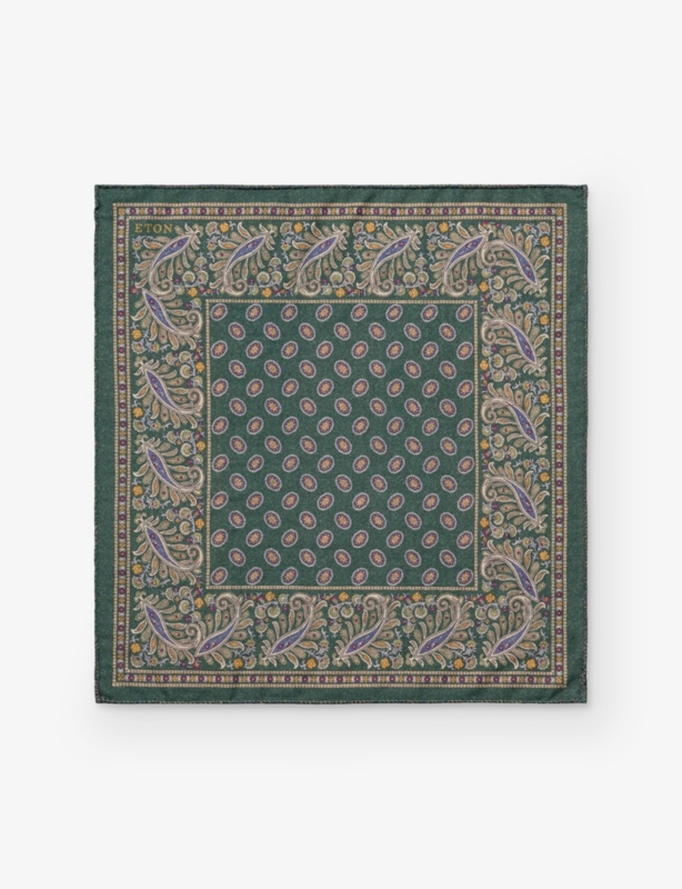 Paisley-Print Two-Face Wool Pocket Square