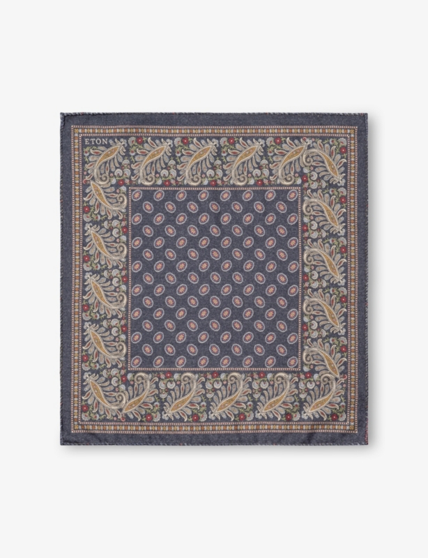Paisley-Print Two-Face Wool Pocket Square