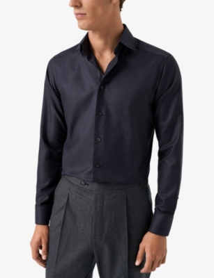 ETON: Houndstooth King Long-Sleeve Contemporary-Fit Cotton Twill Shirt