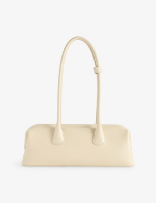 Osoi Womens Cream Boat Wide Leather Shoulder Bag In White