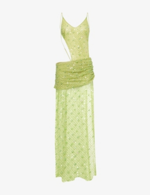 JADED LONDON: Stellar Bead-Embellished Mesh Maxi Dress