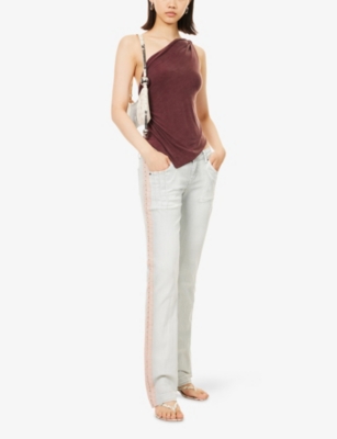 Jaded London Womens Cream Nadia Bootcut Cooper Stretch-denim Jeans In White