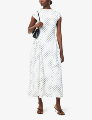 ODD MUSE: Polka-Dot Capped-Sleeve Woven Midi Dress