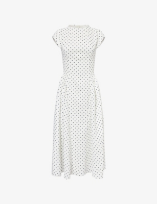 ODD MUSE: Polka-Dot Capped-Sleeve Woven Midi Dress